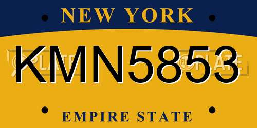 KMN5853 New York License Plate