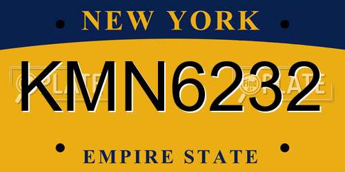 KMN6232 New York License Plate