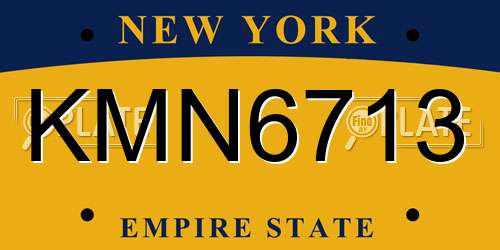 KMN6713 New York License Plate