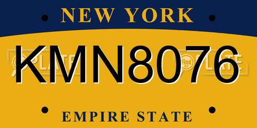 KMN8076 New York License Plate