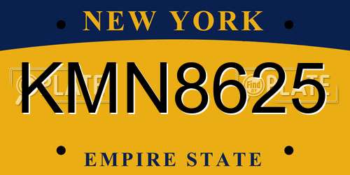 KMN8625 New York License Plate
