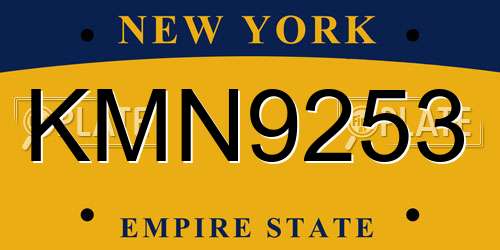 KMN9253 New York License Plate