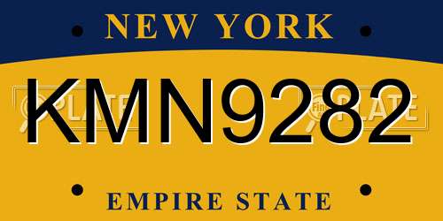 KMN9282 New York License Plate