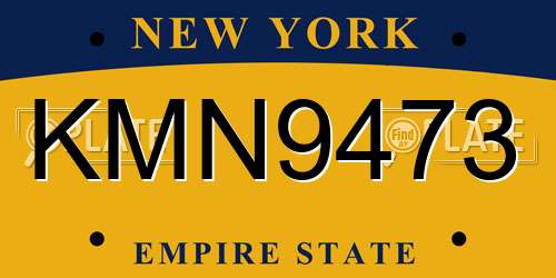 KMN9473 New York License Plate