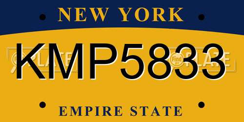 KMP5833 New York License Plate