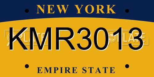 KMR3013 New York License Plate