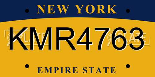 KMR4763 New York License Plate
