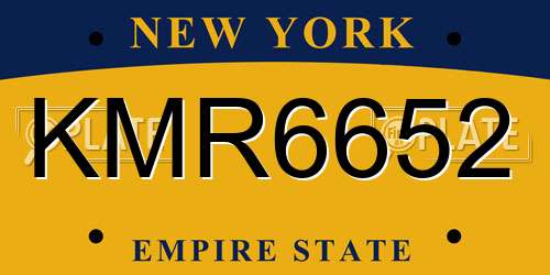 KMR6652 New York License Plate