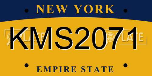 KMS2071 New York License Plate