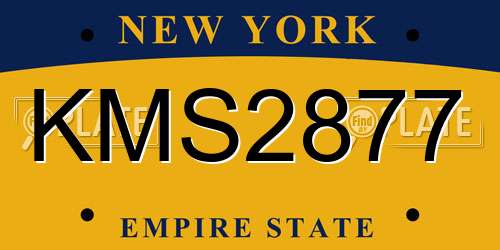 KMS2877 New York License Plate