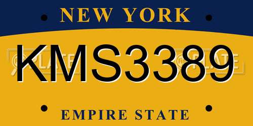 KMS3389 New York License Plate