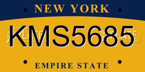 KMS5685 New York License Plate