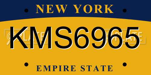 KMS6965 New York License Plate