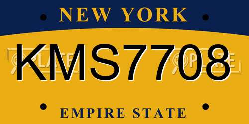 KMS7708 New York License Plate