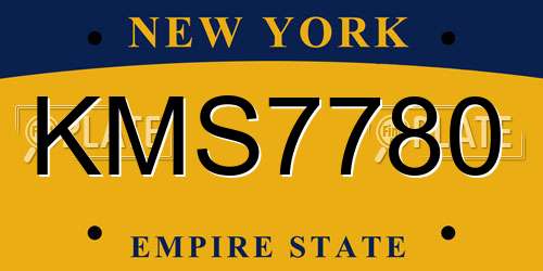 KMS7780 New York License Plate