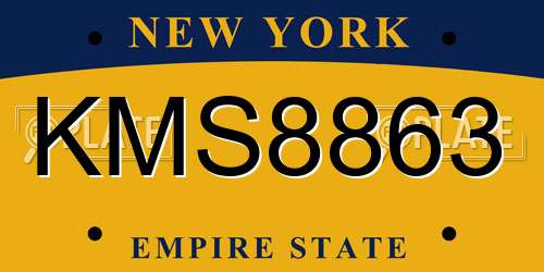 KMS8863 New York License Plate