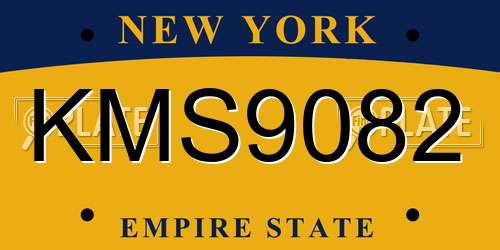 KMS9082 New York License Plate