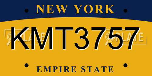 KMT3757 New York License Plate