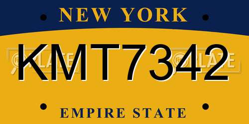 KMT7342 New York License Plate