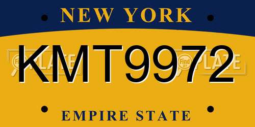 KMT9972 New York License Plate