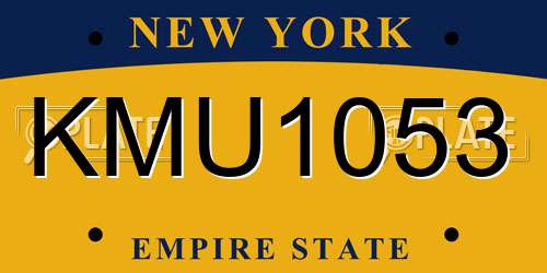 KMU1053 New York License Plate
