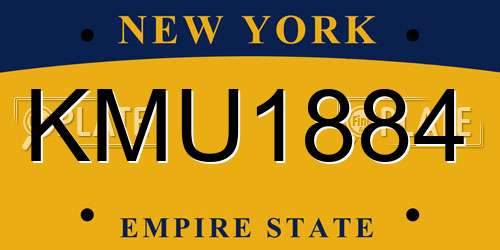 KMU1884 New York License Plate