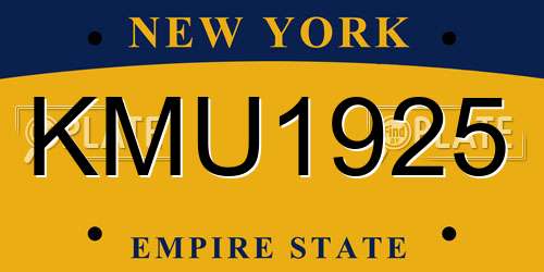 KMU1925 New York License Plate