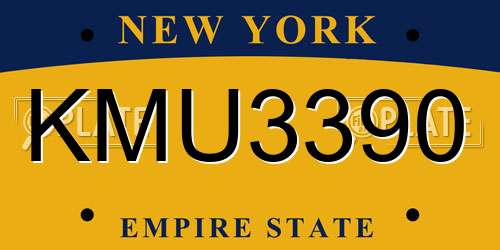 KMU3390 New York License Plate