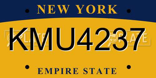KMU4237 New York License Plate