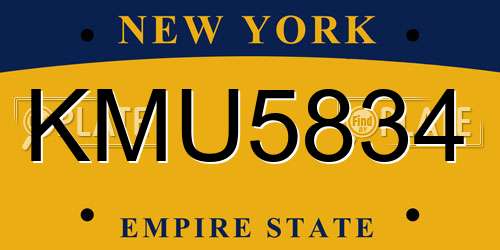 KMU5834 New York License Plate