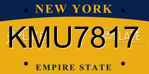 KMU7817 New York License Plate