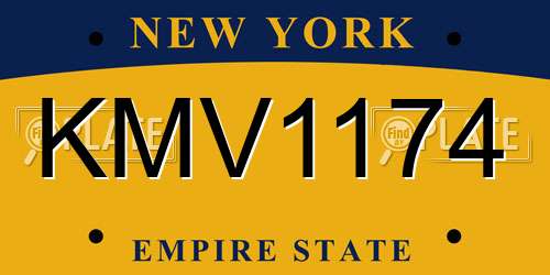 KMV1174 New York License Plate