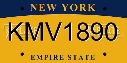 KMV1890 New York License Plate