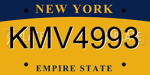 KMV4993 New York License Plate