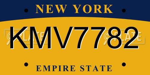 KMV7782 New York License Plate