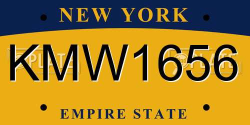 KMW1656 New York License Plate