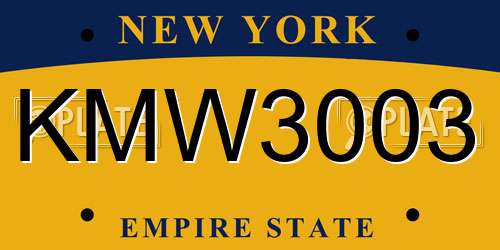 KMW3003 New York License Plate