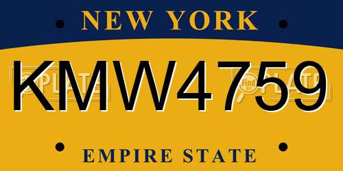 KMW4759 New York License Plate