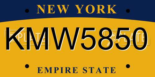 KMW5850 New York License Plate