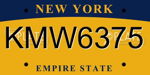 KMW6375 New York License Plate