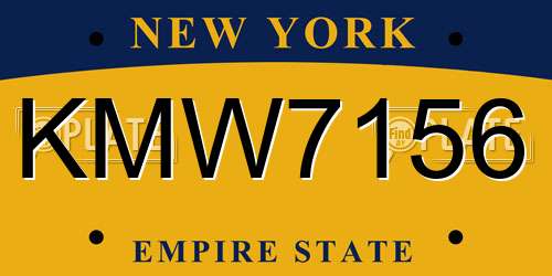 KMW7156 New York License Plate