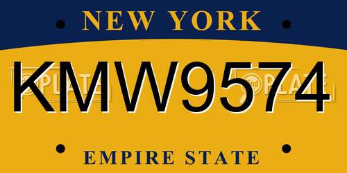 KMW9574 New York License Plate
