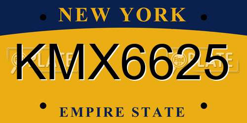 KMX6625 New York License Plate