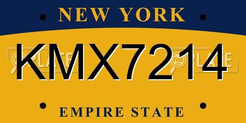 KMX7214 New York License Plate