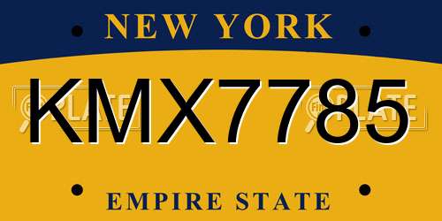 KMX7785 New York License Plate