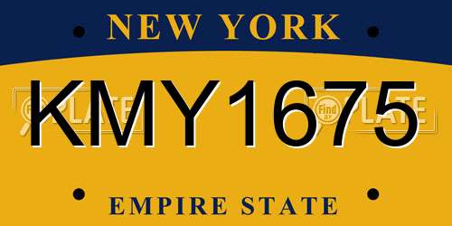 KMY1675 New York License Plate