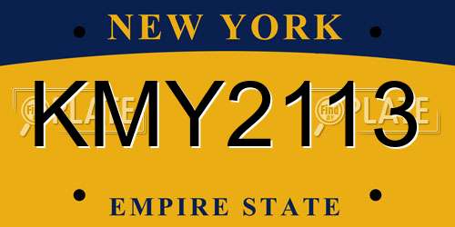 KMY2113 New York License Plate