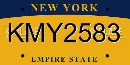 KMY2583 New York License Plate