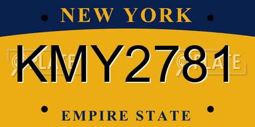 KMY2781 New York License Plate