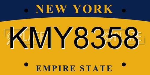 KMY8358 New York License Plate